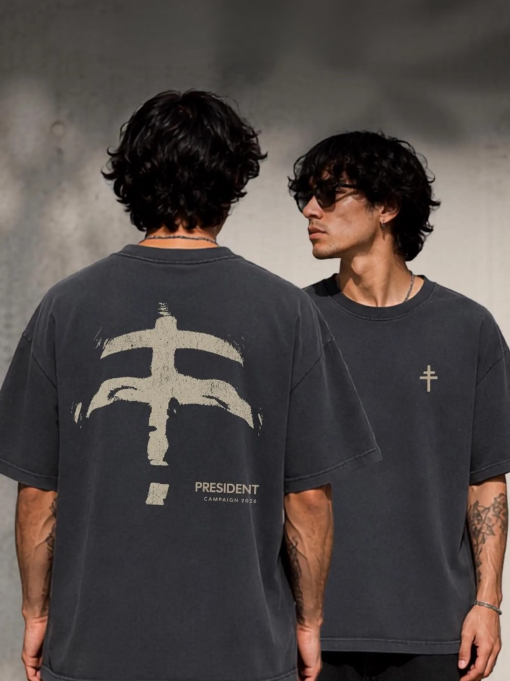 Comfort Colors Men's Graphic Tee - Pepper with Beige Print
